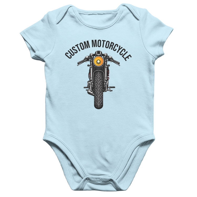 Body Bebê Algodão Custom Motorcycle - Azul Bebê