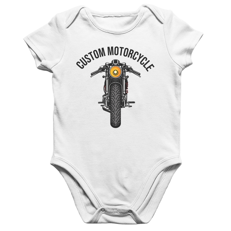 Body Bebê Algodão Custom Motorcycle - Branco