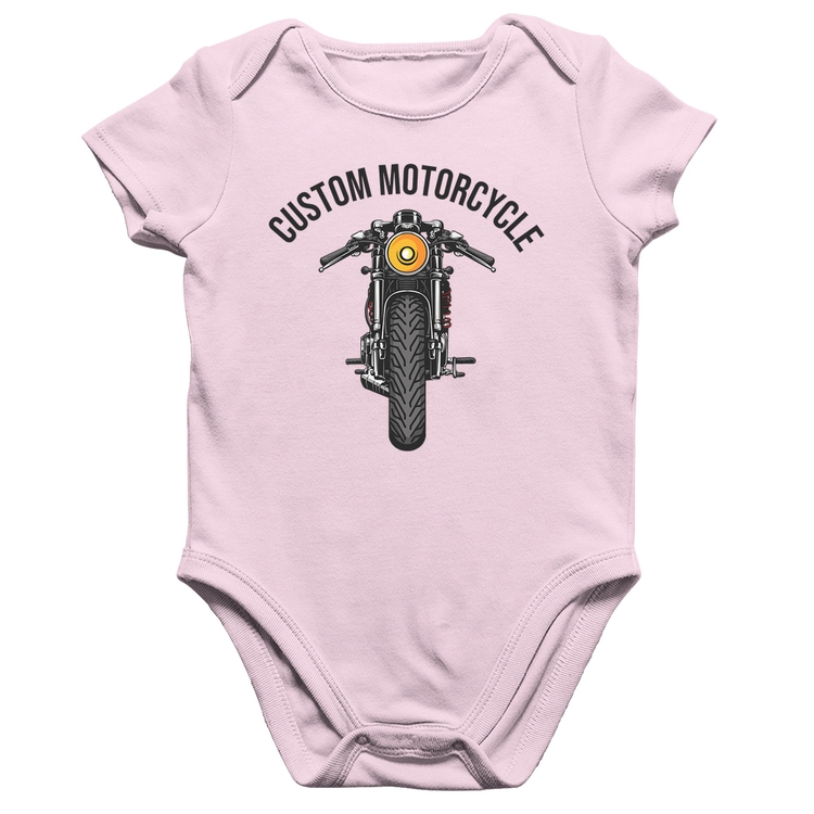 Body Bebê Algodão Custom Motorcycle - Rosa Bebê