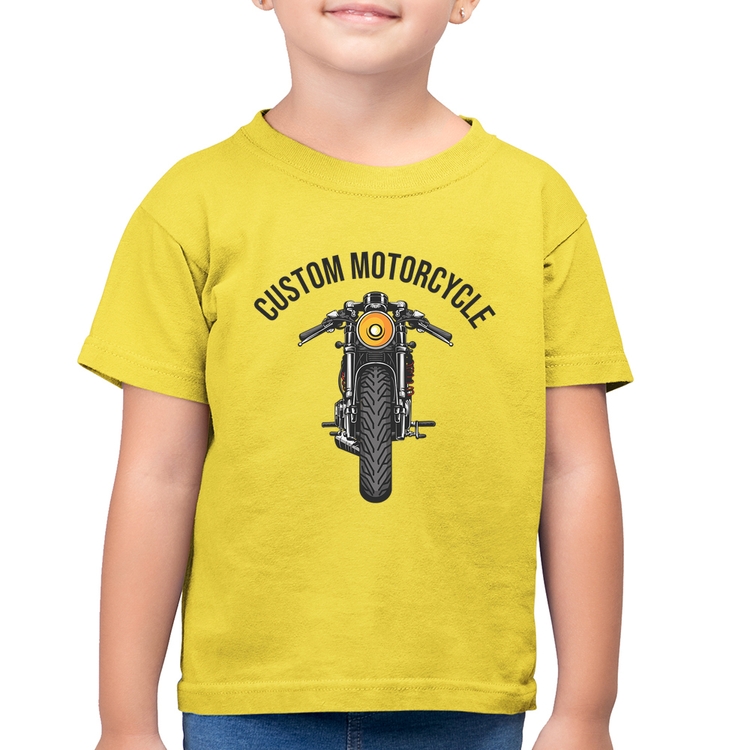 Camiseta Algodão Infantil Custom Motorcycle - Amarelo Canário