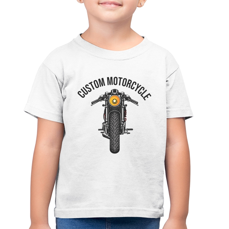 Camiseta Algodão Infantil Custom Motorcycle - Branca