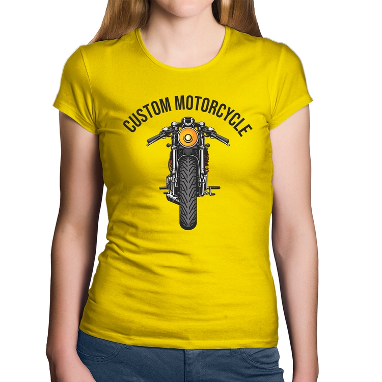 Baby Look Algodão Custom Motorcycle - Amarela