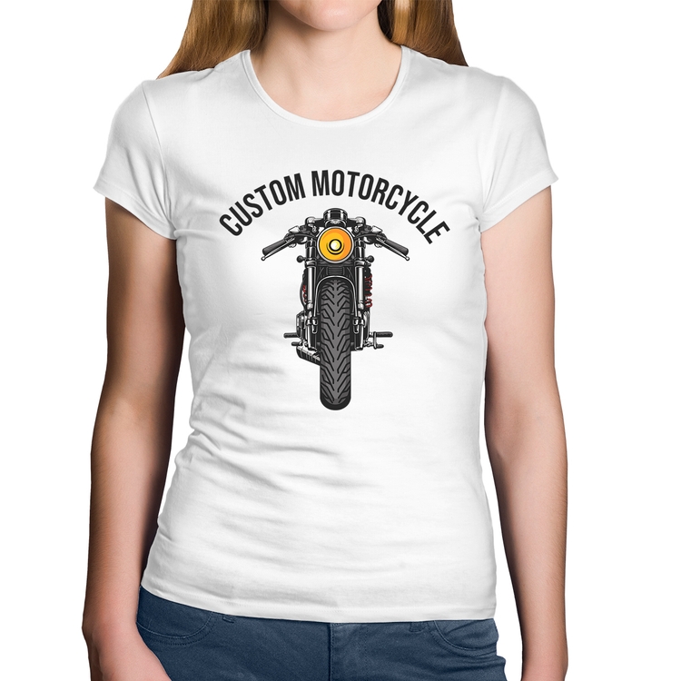 Baby Look Algodão Custom Motorcycle - Branca