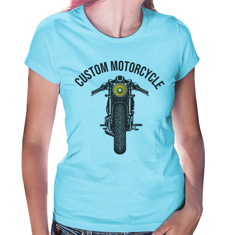 Baby Look Custom Motorcycle - Azul Bebê