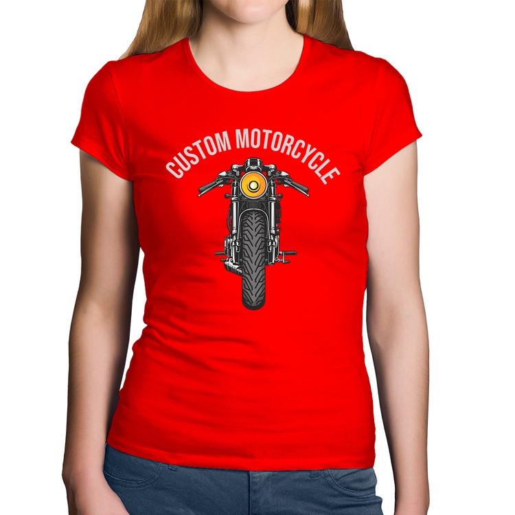 Baby Look Algodão Custom Motorcycle - Vermelha