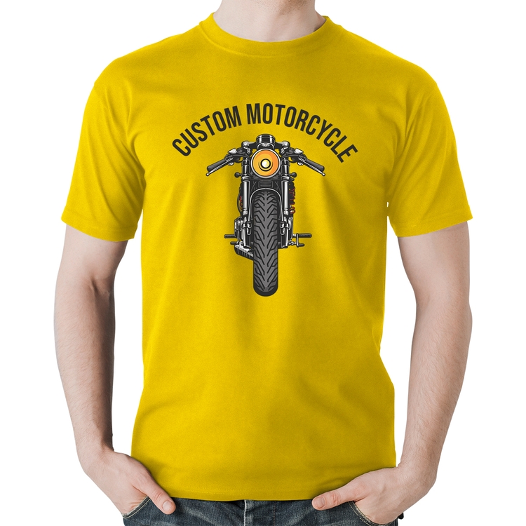 Camiseta Algodão Custom Motorcycle - Amarela