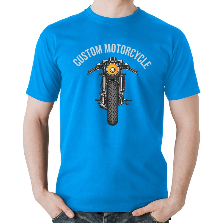 Camiseta Algodão Custom Motorcycle - Azul