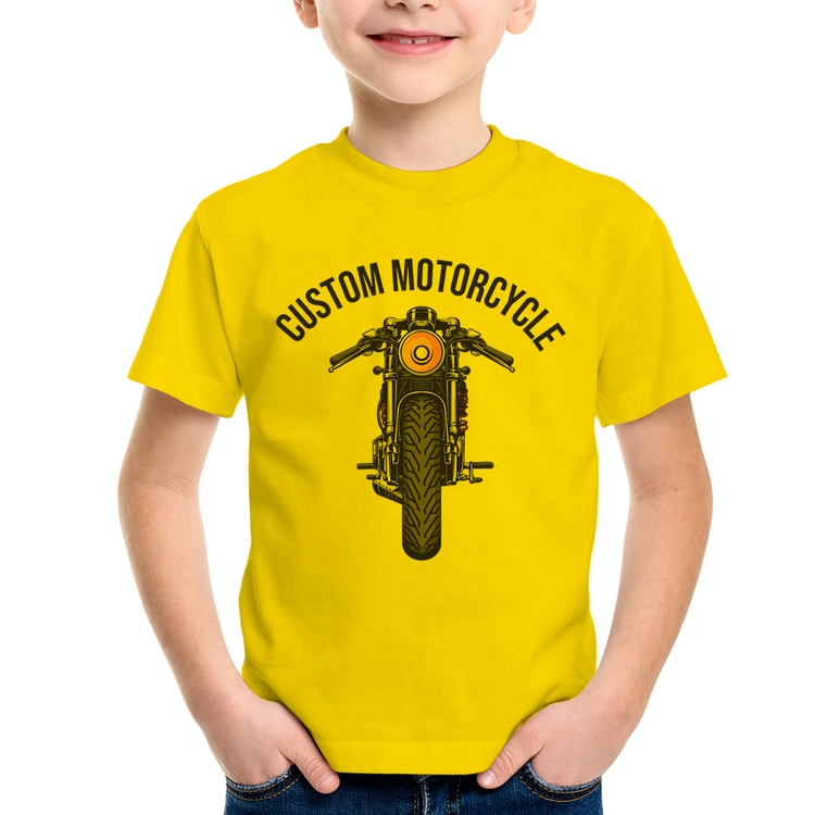 Camiseta Infantil Custom Motorcycle - Amarela