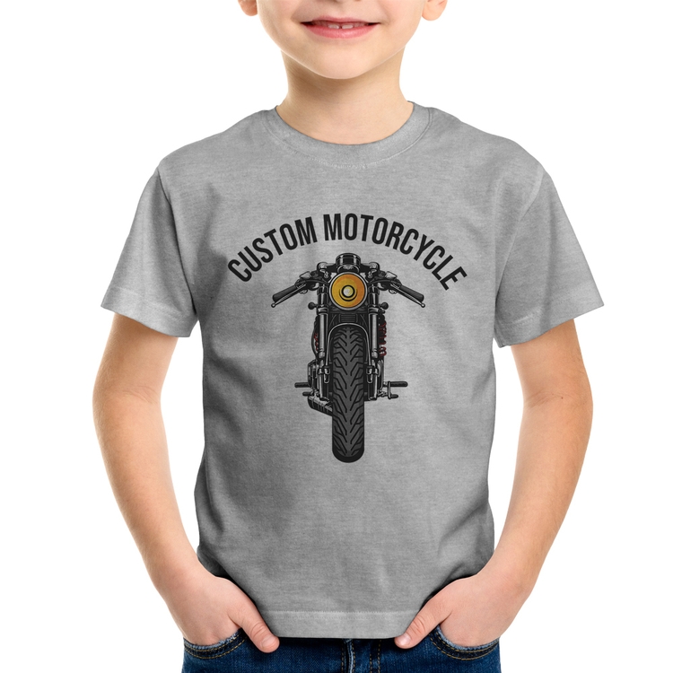 Camiseta Infantil Custom Motorcycle - Cinza