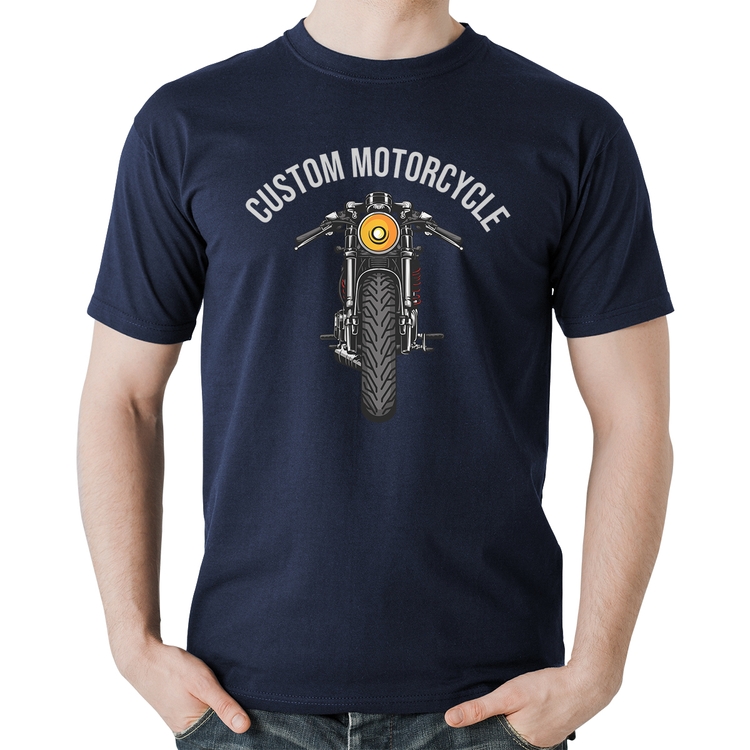 Camiseta Algodão Custom Motorcycle - Marinho