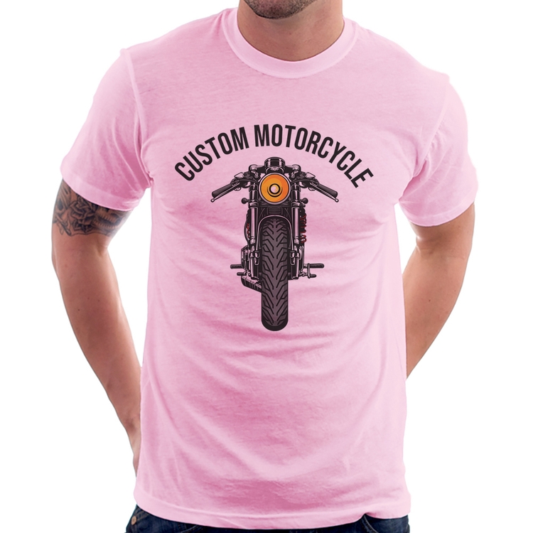 Camiseta Custom Motorcycle - Rosa Bebê