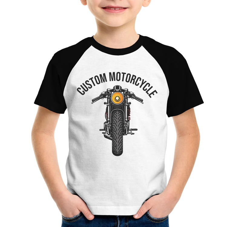 Camiseta Raglan Infantil Custom Motorcycle