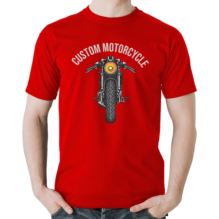 Camiseta Algodão Custom Motorcycle - Vermelha