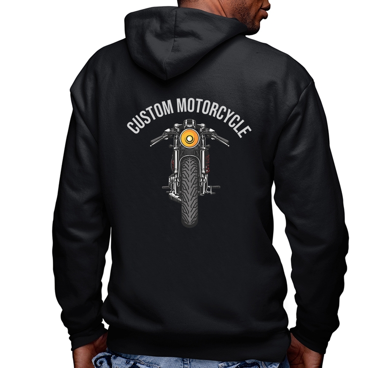 Blusa Moletom Custom Motorcycle Masculina com Capuz e Zíper