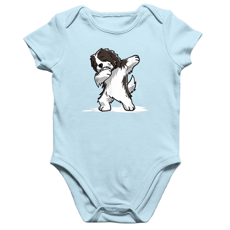 Body Bebê Algodão Cute Dabbing Havanese Dog - Azul Bebê