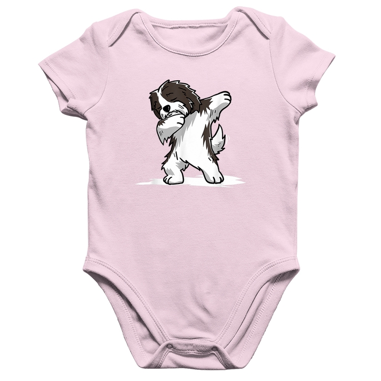 Body Bebê Algodão Cute Dabbing Havanese Dog - Rosa Bebê