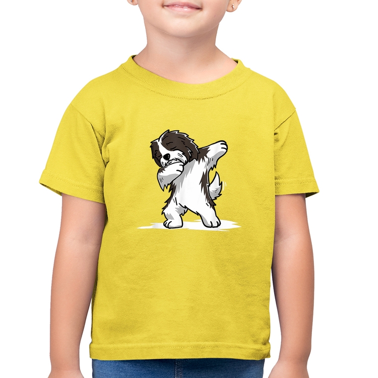Camiseta Algodão Infantil Cute Dabbing Havanese Dog - Amarelo Canário