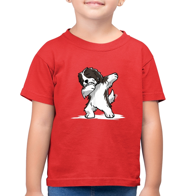 Camiseta Algodão Infantil Cute Dabbing Havanese Dog - Vermelha