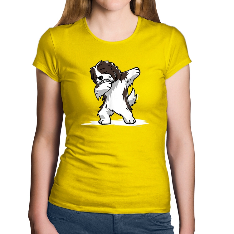 Baby Look Algodão Cute Dabbing Havanese Dog - Amarela