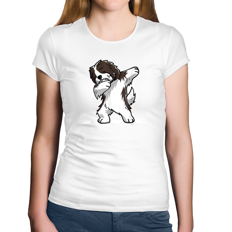 Baby Look Algodão Cute Dabbing Havanese Dog - Branca