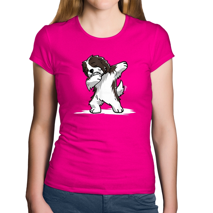 Baby Look Algodão Cute Dabbing Havanese Dog - Rosa