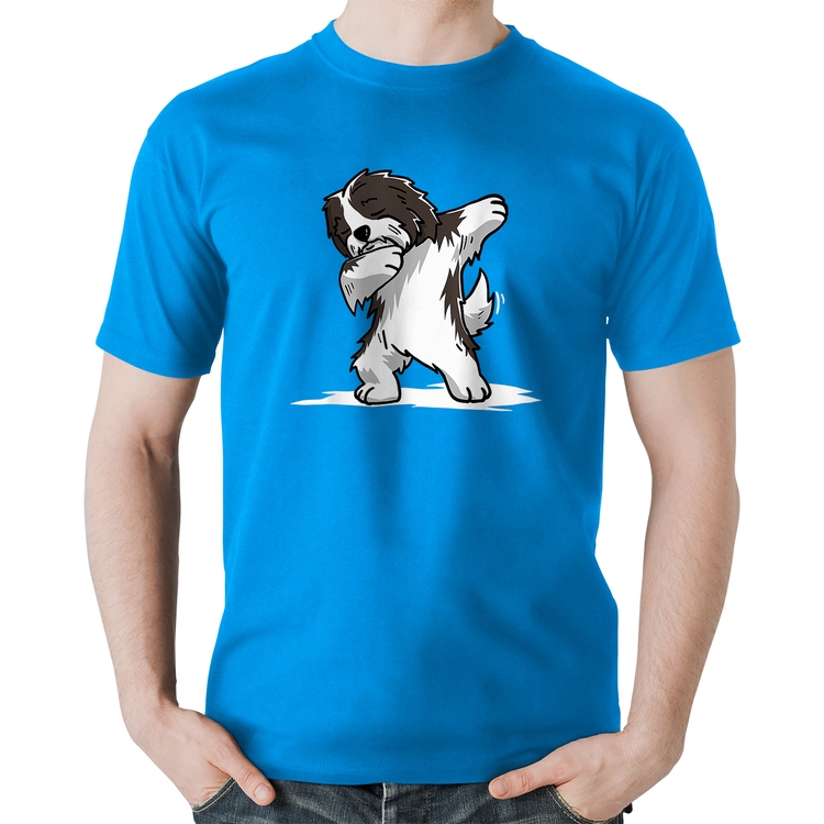 Camiseta Algodão Cute Dabbing Havanese Dog - Azul