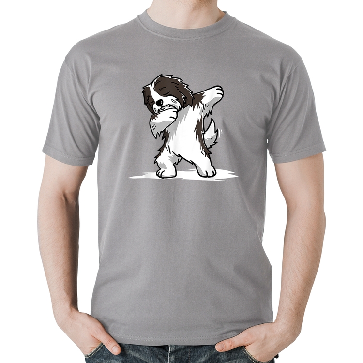 Camiseta Algodão Cute Dabbing Havanese Dog - Cinza
