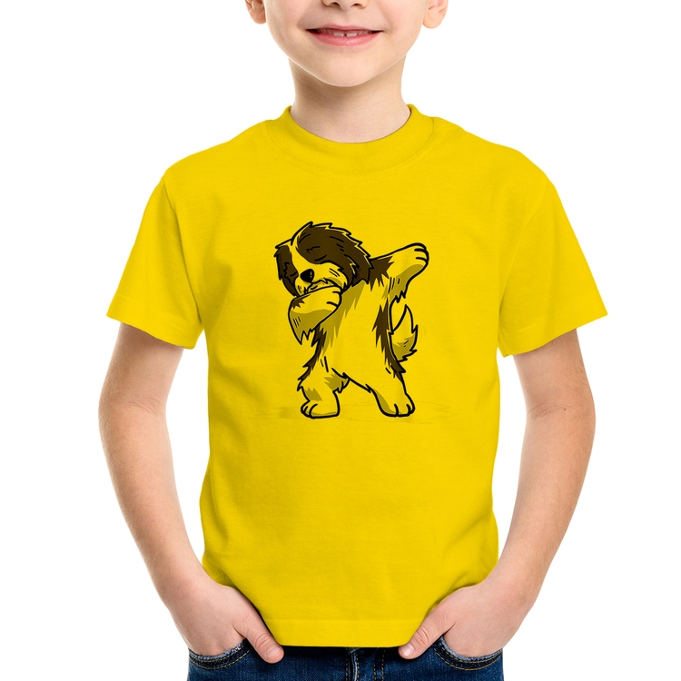 Camiseta Infantil Cute Dabbing Havanese Dog - Amarela