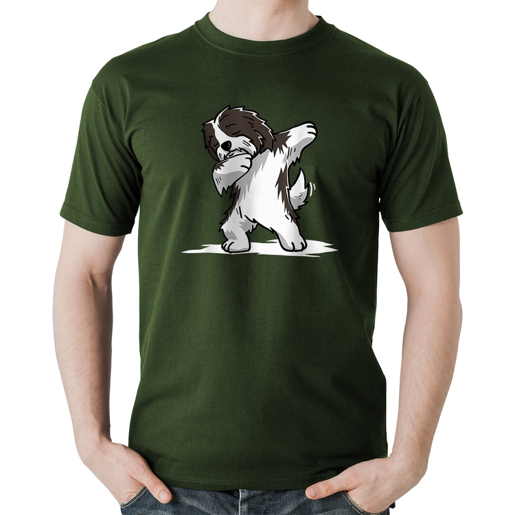 Camiseta Algodão Cute Dabbing Havanese Dog - Musgo
