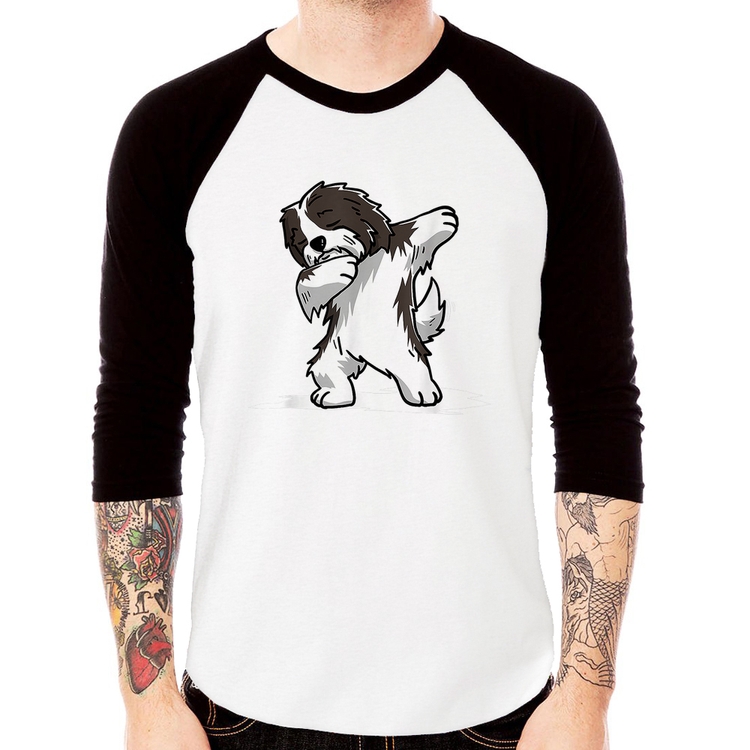 Camiseta Raglan Cute Dabbing Havanese Dog Manga 3/4