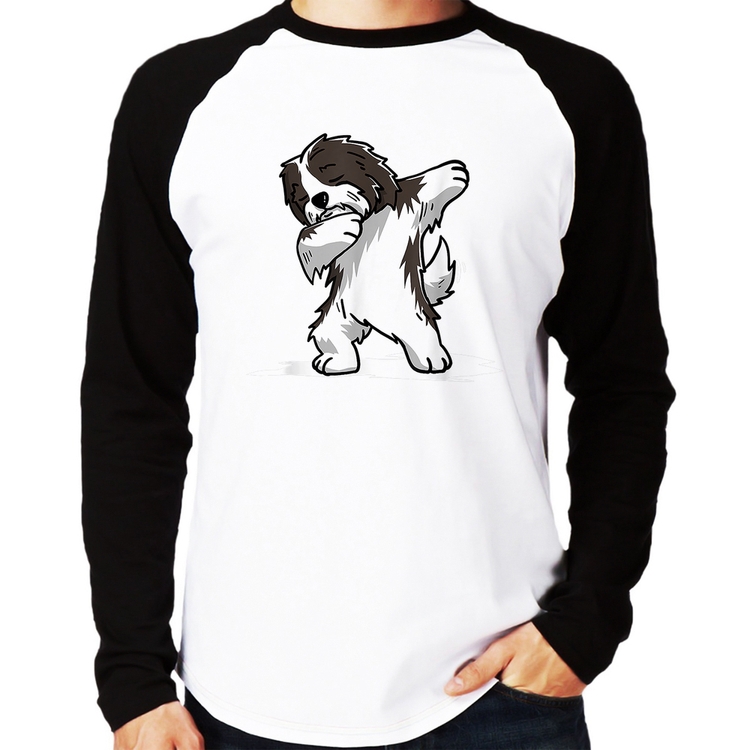 Camiseta Raglan Cute Dabbing Havanese Dog Manga Longa