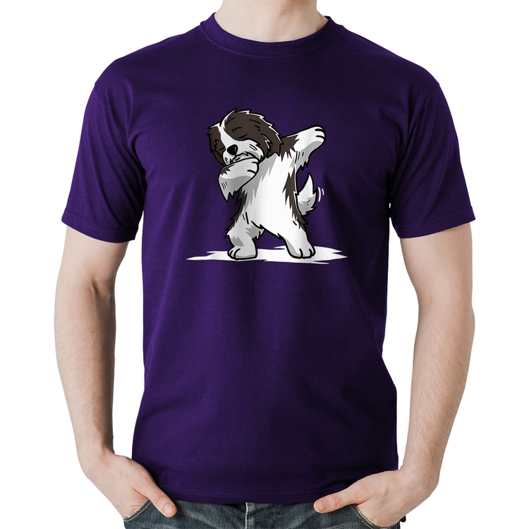 Camiseta Algodão Cute Dabbing Havanese Dog - Roxa