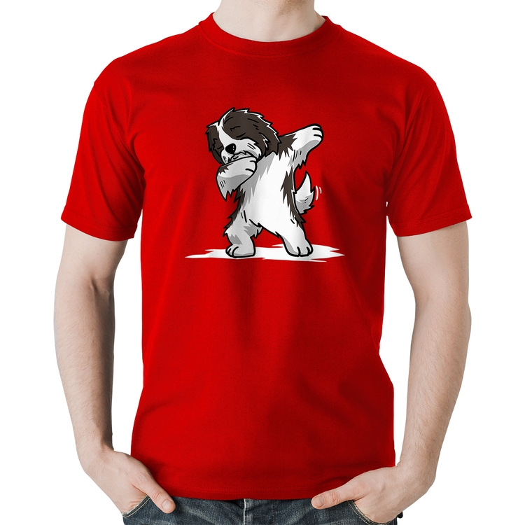 Camiseta Algodão Cute Dabbing Havanese Dog - Vermelha