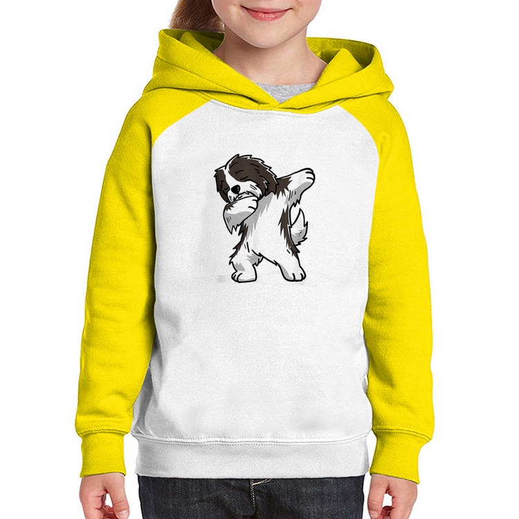 Moletom Infantil Cute Dabbing Havanese Dog - Branco/Amarelo