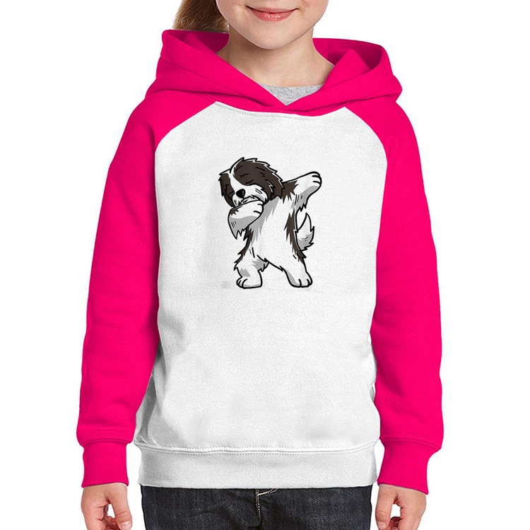 Moletom Infantil Cute Dabbing Havanese Dog - Branco/Rosa