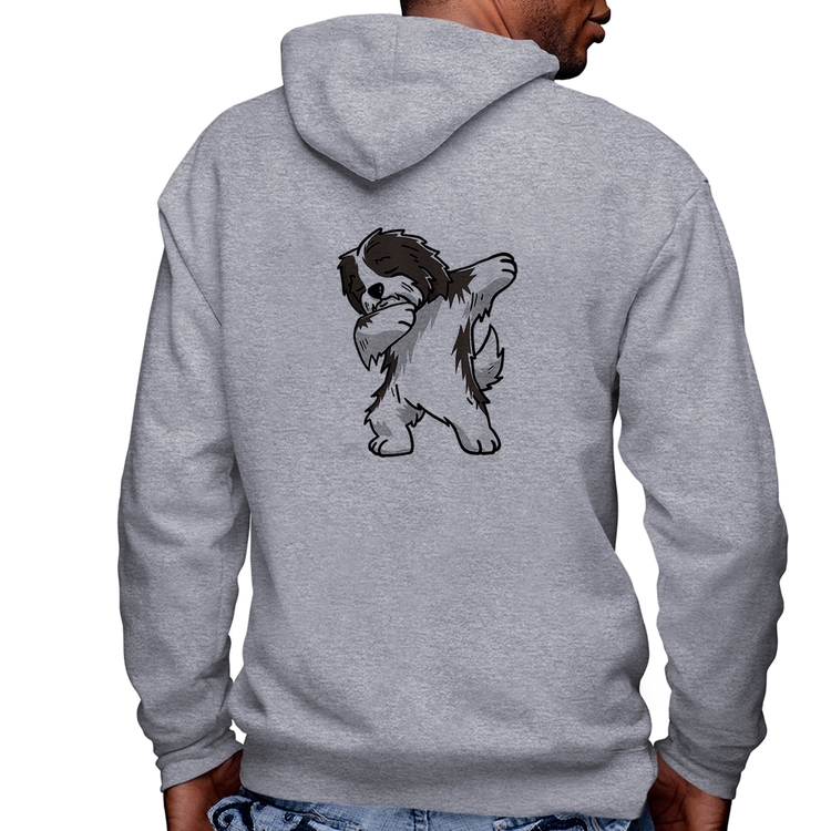 Blusa Moletom Cute Dabbing Havanese Dog Masculina com Capuz e Zíper - Mescla