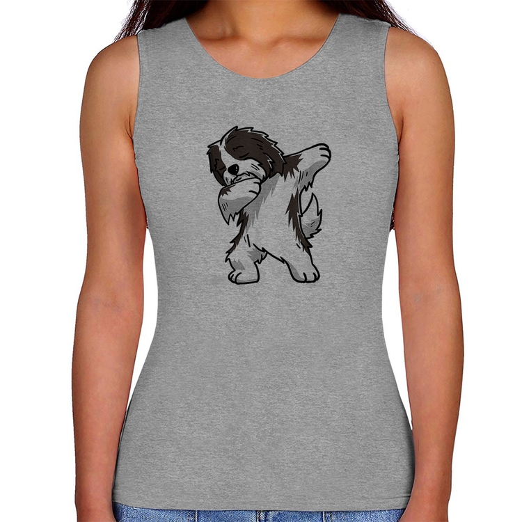 Regata Feminina Cute Dabbing Havanese Dog - Cinza