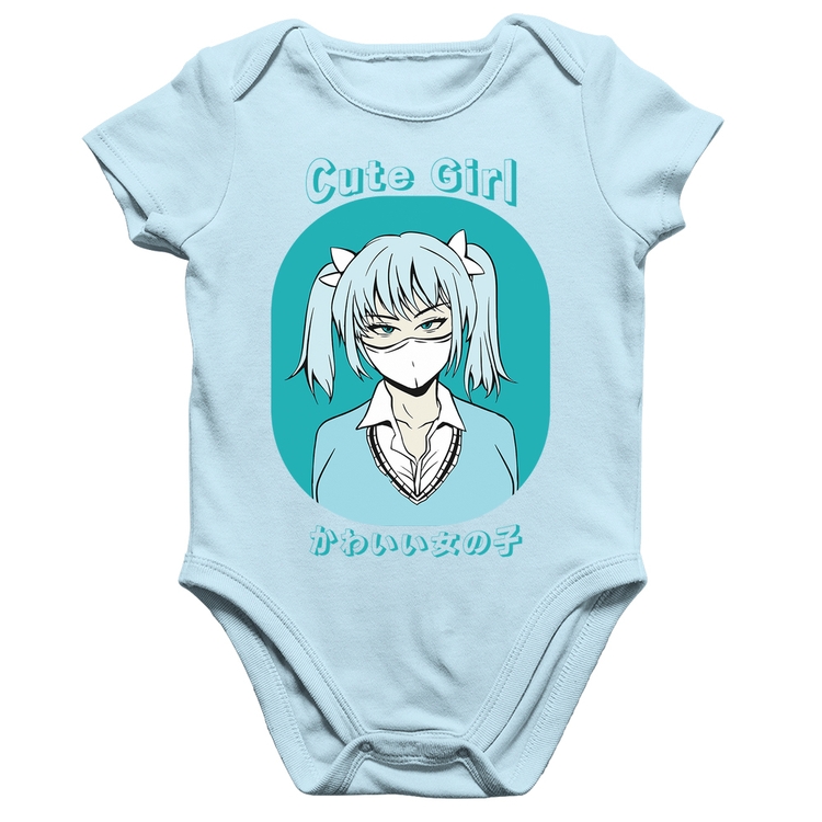 Body Bebê Algodão Cute Girl - Azul Bebê