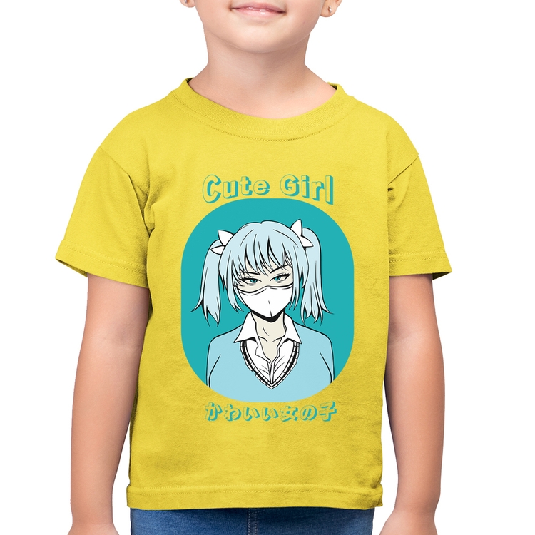 Camiseta Algodão Infantil Cute Girl - Amarelo Canário