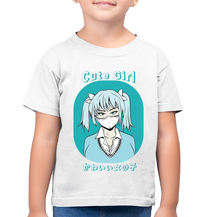 Camiseta Algodão Infantil Cute Girl - Branca