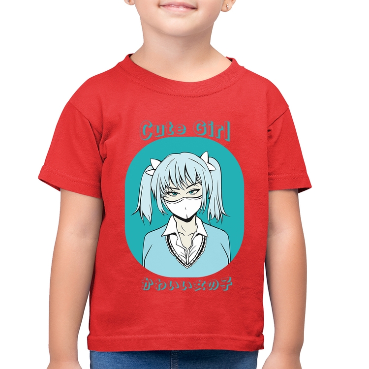 Camiseta Algodão Infantil Cute Girl - Vermelha