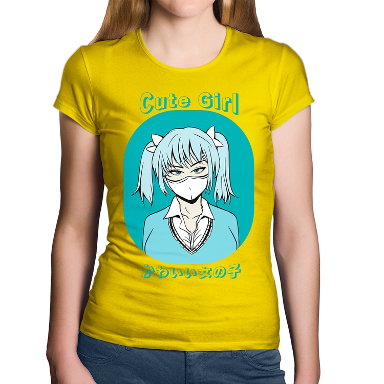 Baby Look Algodão Cute Girl - Amarela