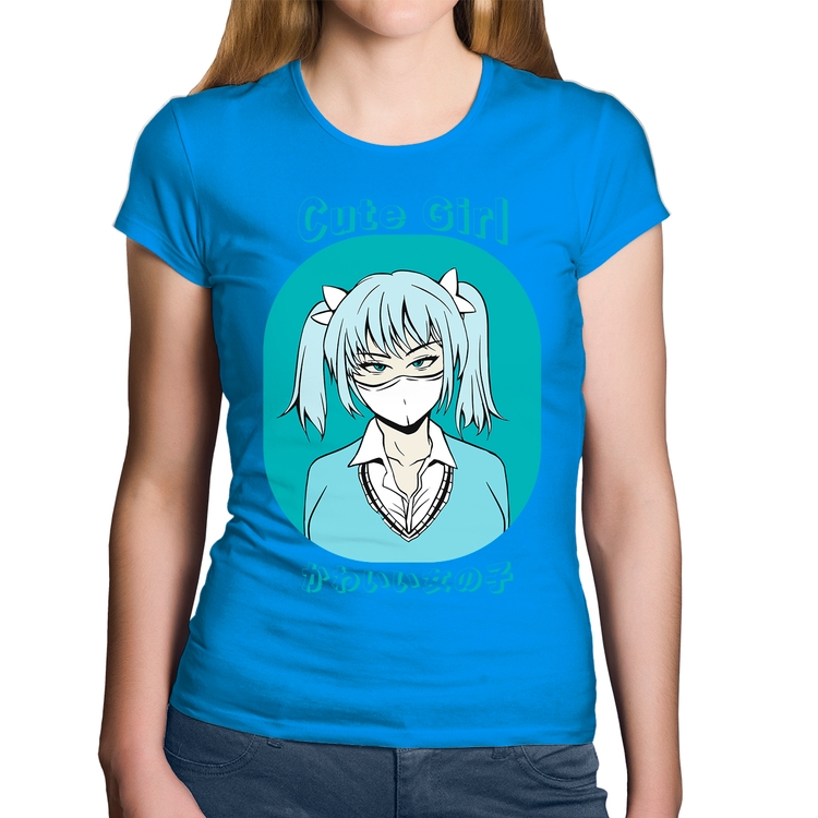 Baby Look Algodão Cute Girl - Azul