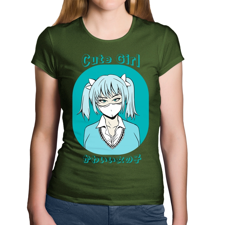 Baby Look Algodão Cute Girl - Musgo