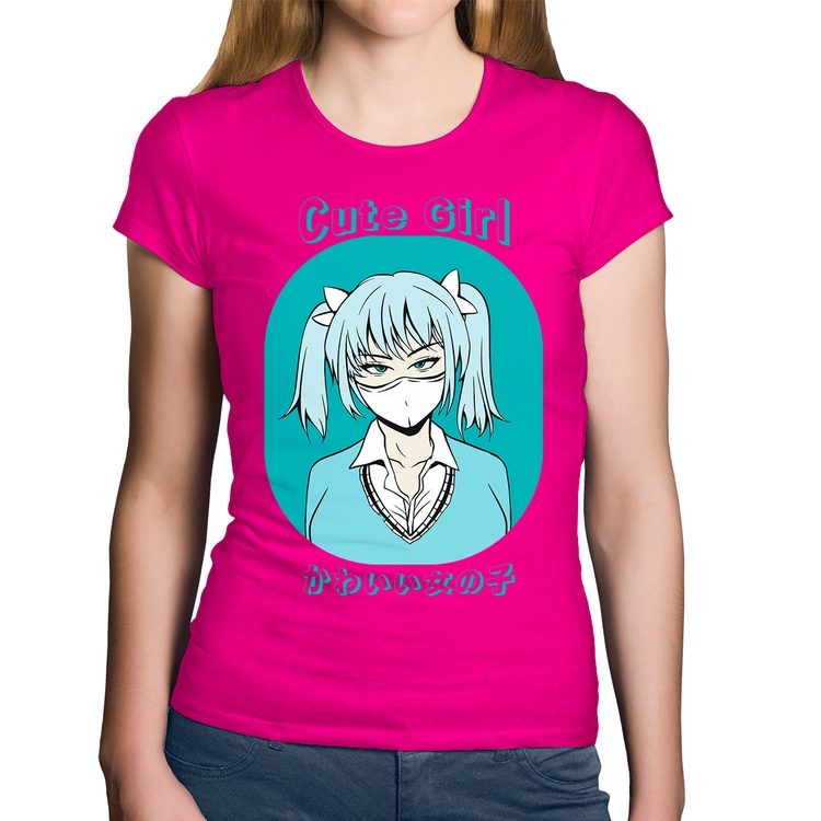 Baby Look Algodão Cute Girl - Rosa