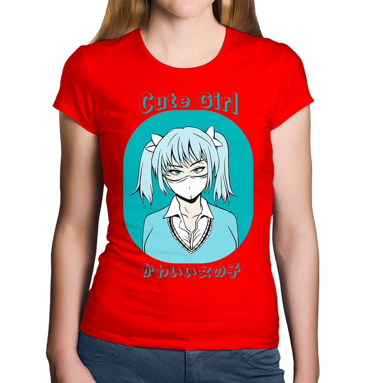 Baby Look Algodão Cute Girl - Vermelha