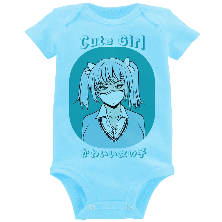Body Bebê Cute Girl - Azul Bebê