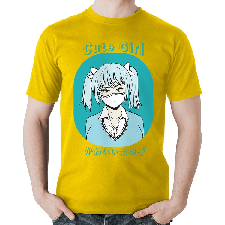 Camiseta Algodão Cute Girl - Amarela