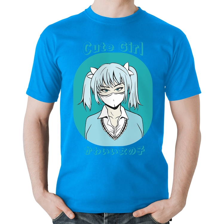 Camiseta Algodão Cute Girl - Azul