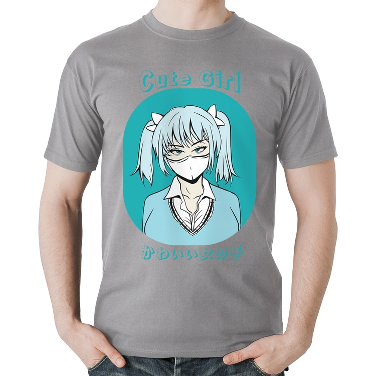 Camiseta Algodão Cute Girl - Cinza